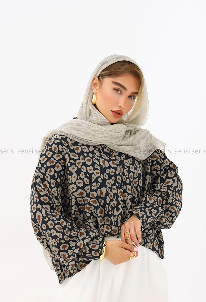 شومیز پری پلنگی جلو پیچ کد1005984